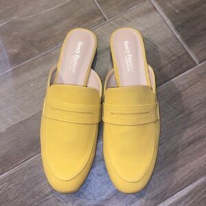 Henry Ferrara Collection mustard colored mules